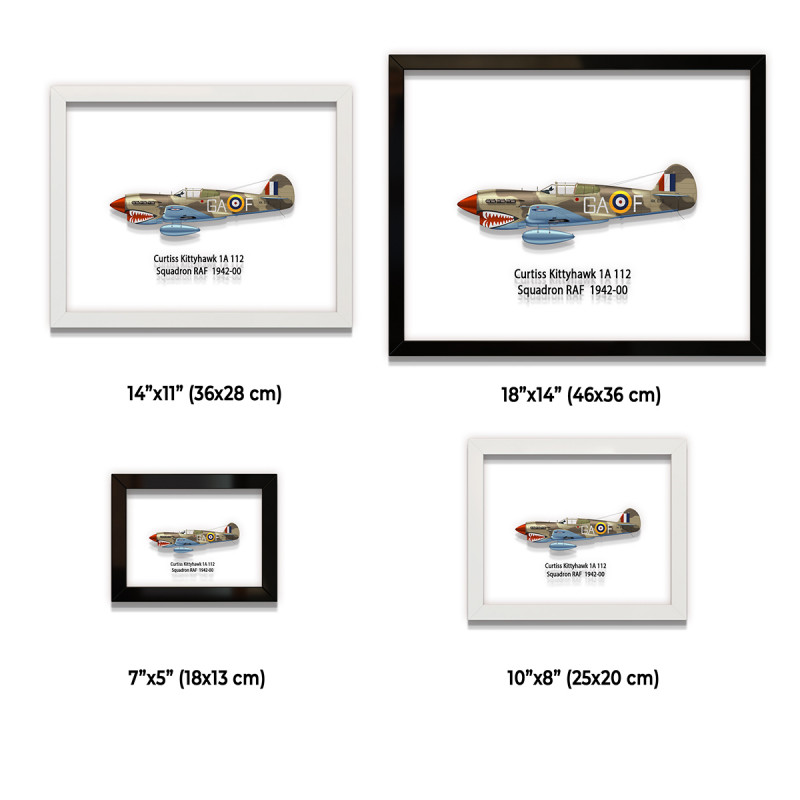 Принт на склі «Винищувач Curtiss P-40 112 Ескадрилья RAF 1942 рік»