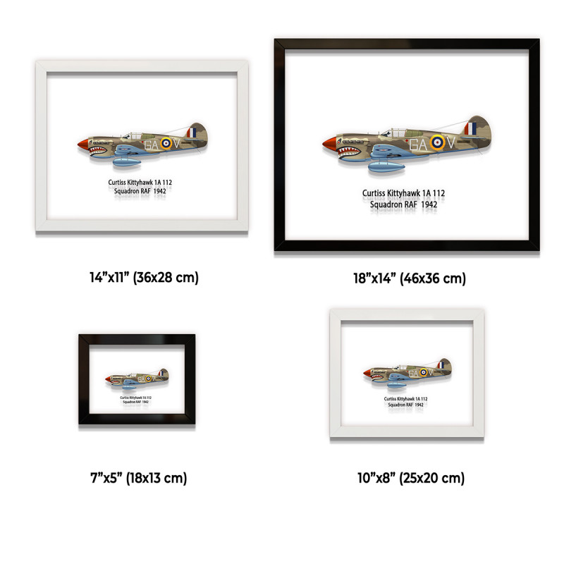 Принт на склі «Винищувач Curtiss P-40 Kittyhawk 112 Ескадрилья 1942 рік»