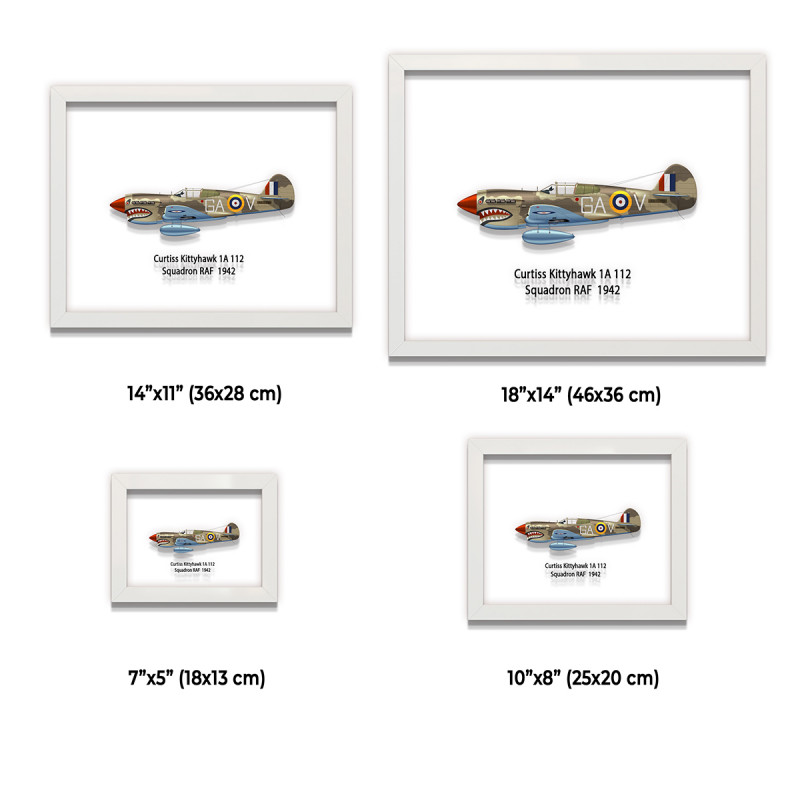 Принт на склі «Винищувач Curtiss P-40 Kittyhawk 112 Ескадрилья 1942 рік»