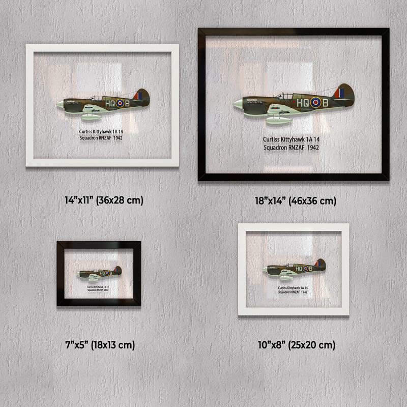 Принт на склі «Винищувач Curtiss P-40 14 Ескадрилья RNZAF 1942 рік»