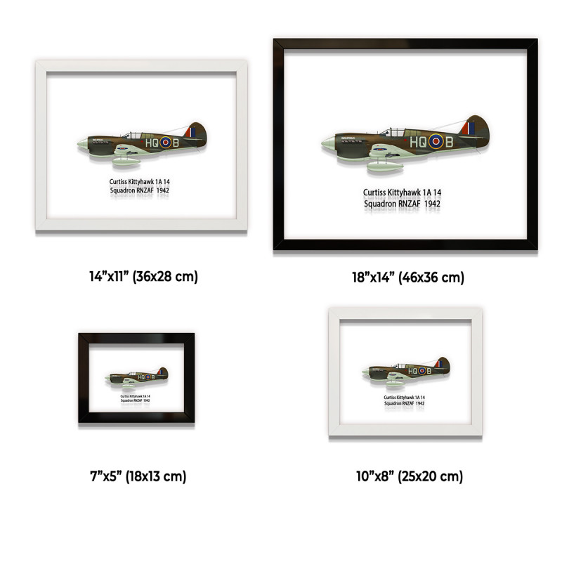 Принт на склі «Винищувач Curtiss P-40 14 Ескадрилья RNZAF 1942 рік»