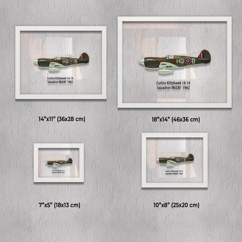 Принт на склі «Винищувач Curtiss P-40 14 Ескадрилья RNZAF 1942 рік»