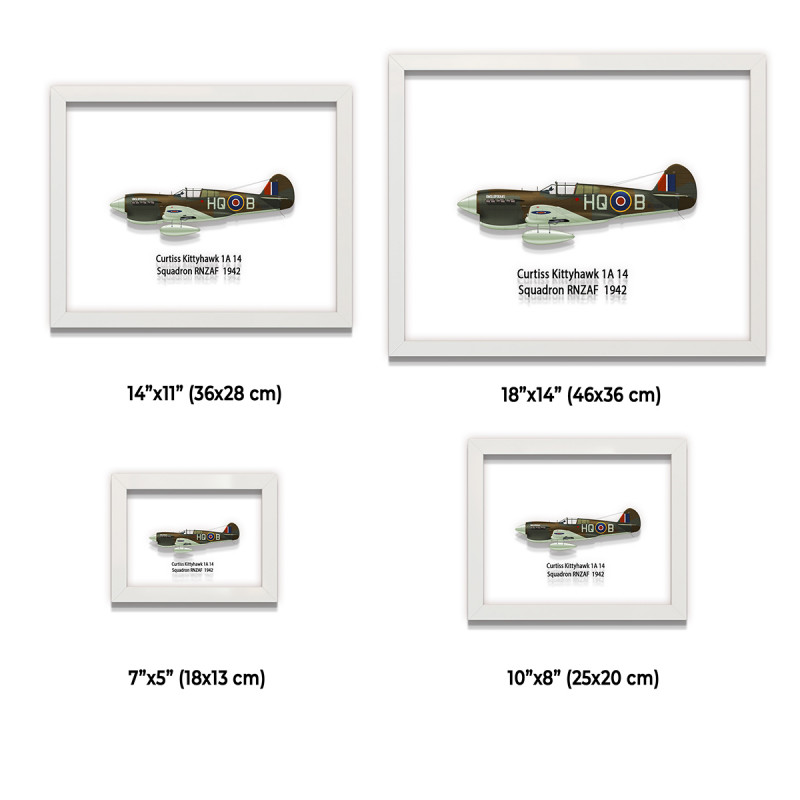Принт на склі «Винищувач Curtiss P-40 14 Ескадрилья RNZAF 1942 рік»