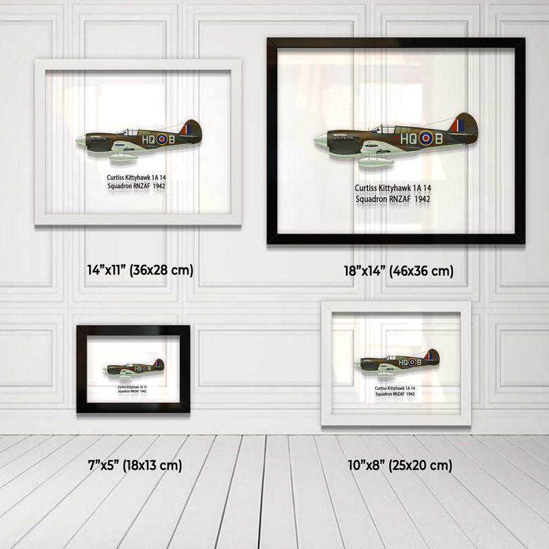 Принт на склі «Винищувач Curtiss P-40 14 Ескадрилья RNZAF 1942 рік»