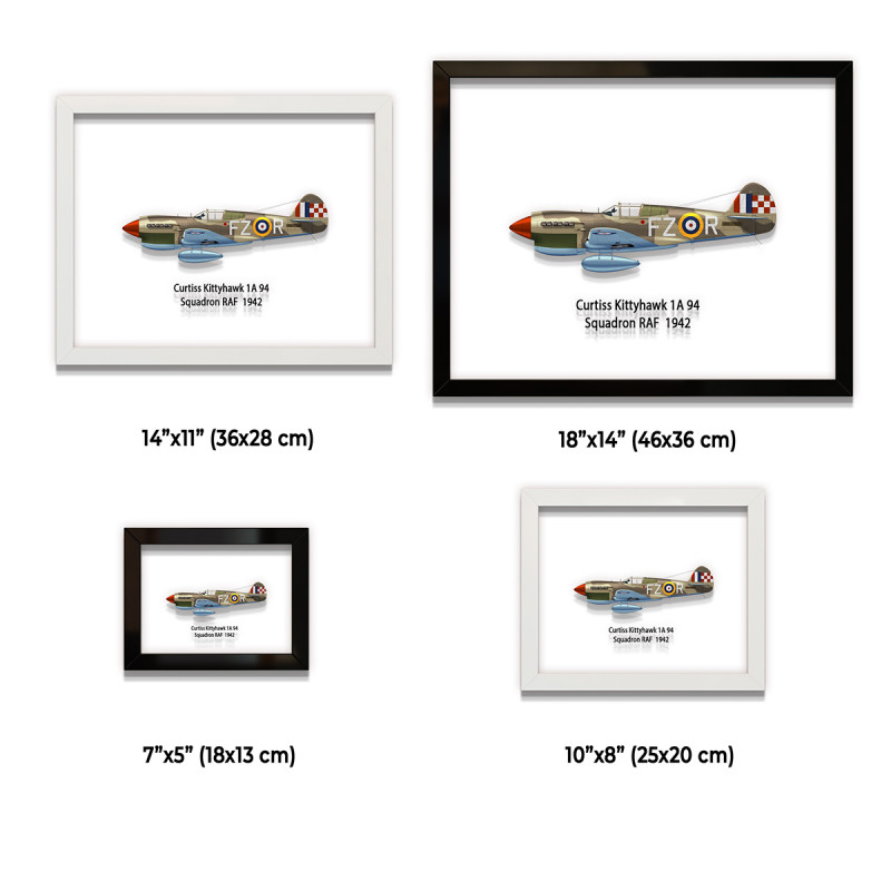 Принт на склі «Винищувач Curtiss P-40 94 Ескадрилья RAF 1942 рік»