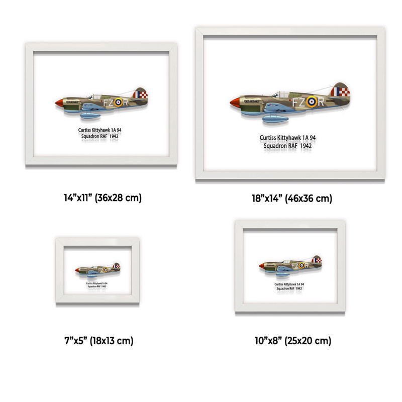 Принт на склі «Винищувач Curtiss P-40 94 Ескадрилья RAF 1942 рік»