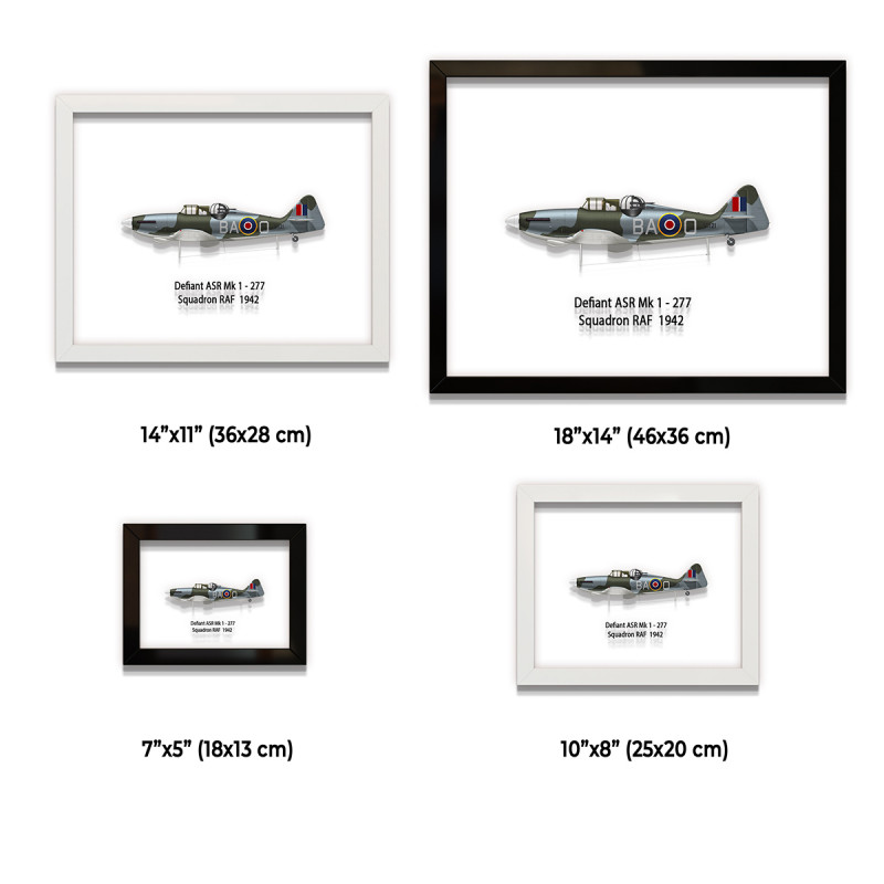 Принт на склі «Винищувач Boulton Paul Defiant Mk 1 277 Ескадрилья 1942 рік»