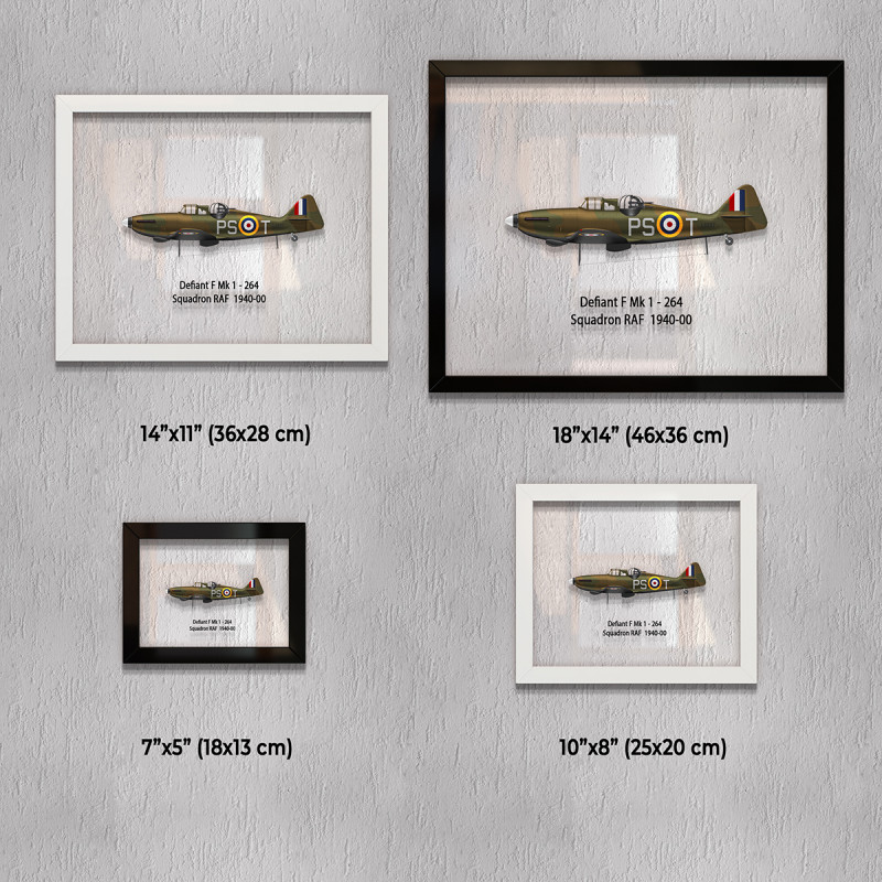 Принт на склі «Літак Boulton Paul Defiant Mk 1 264 Ескадрилья RAF 1940 рік»