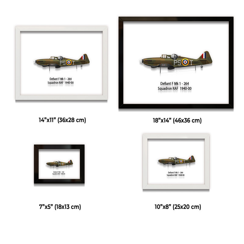 Принт на склі «Літак Boulton Paul Defiant Mk 1 264 Ескадрилья RAF 1940 рік»