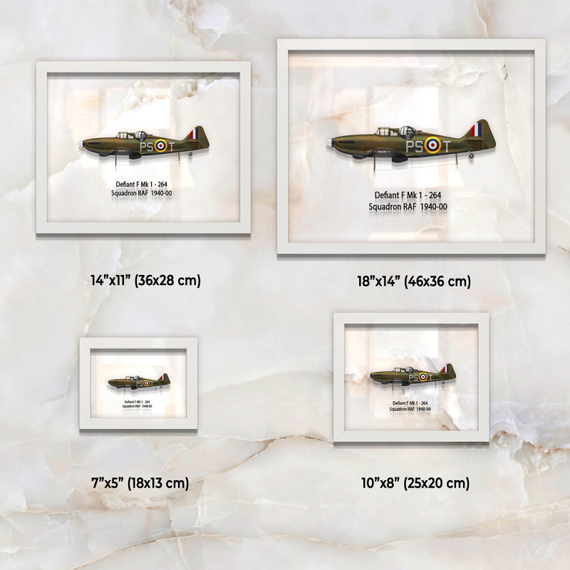 Принт на склі «Літак Boulton Paul Defiant Mk 1 264 Ескадрилья RAF 1940 рік»