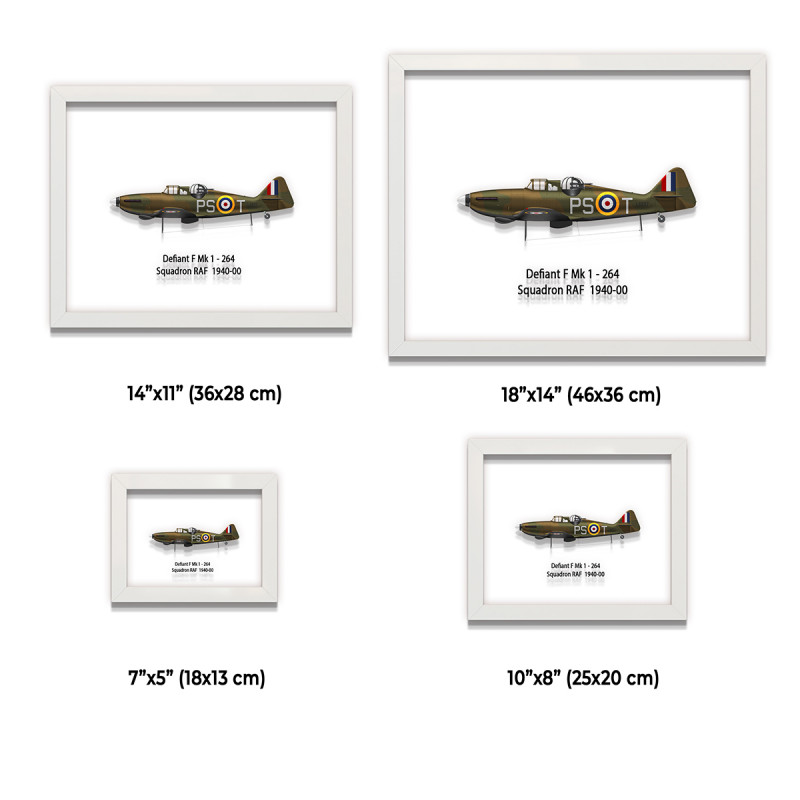 Принт на склі «Літак Boulton Paul Defiant Mk 1 264 Ескадрилья RAF 1940 рік»