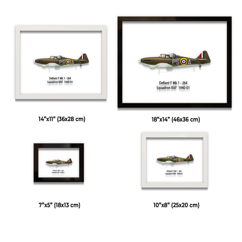 Принт на склі «Двомісний винищувач RAF Boulton Paul Defiant Mk 1 264 Ескадрилья 1940 рік»