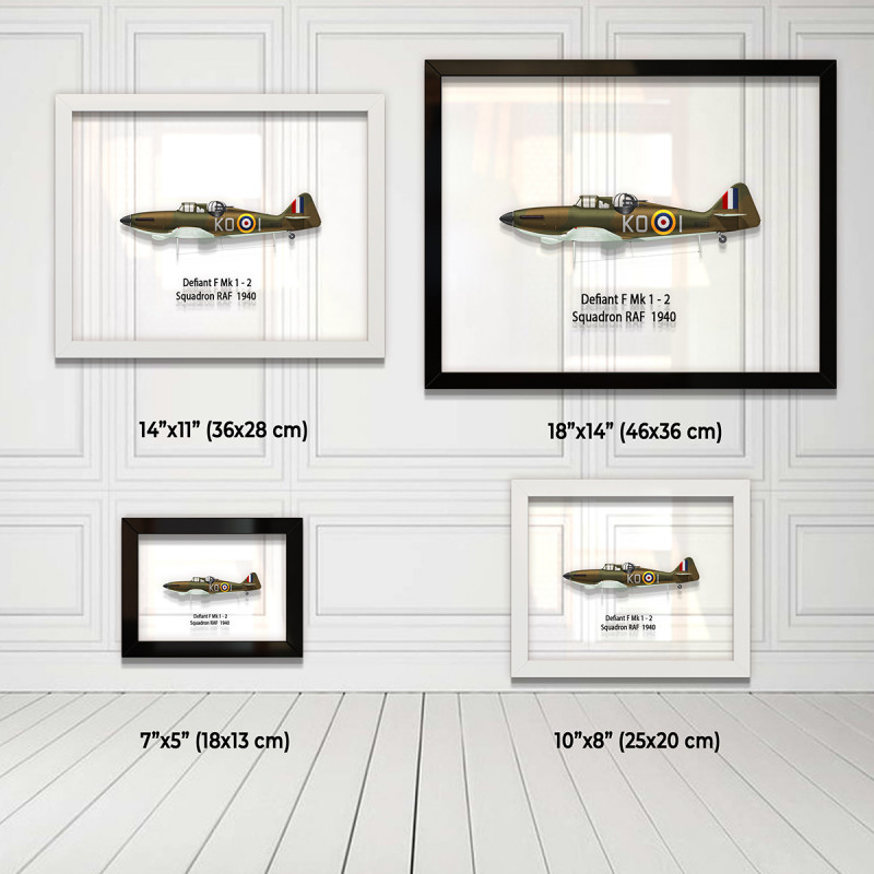 Принт на склі «Літак Boulton Paul Defiant Mk 1 RAF 1940 рік»