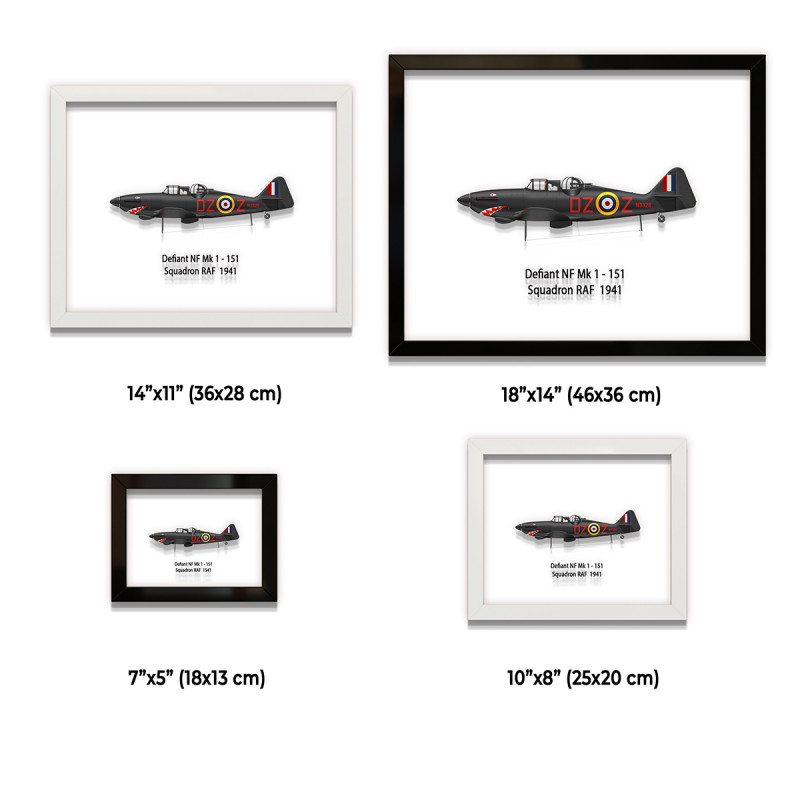Принт на склі «Літак Boulton Paul Defiant Mk 1 151 Ескадрилья 1941 рік»