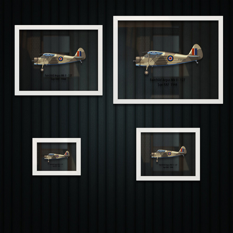 Принт на склі «Літак Fairchild 24 Argus Mk II 127 Ескадрилья 1944 рік»