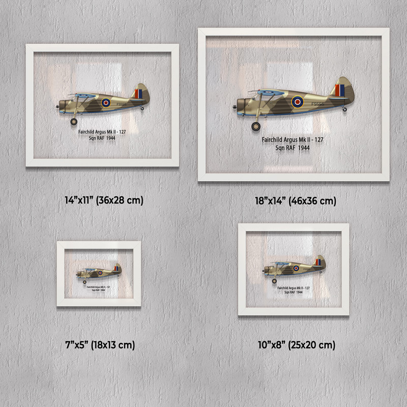 Принт на склі «Літак Fairchild 24 Argus Mk II 127 Ескадрилья 1944 рік»