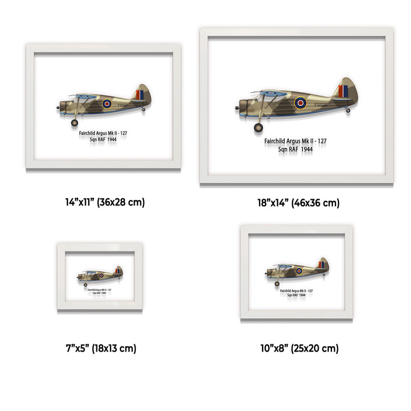 Принт на склі «Літак Fairchild 24 Argus Mk II 127 Ескадрилья 1944 рік»