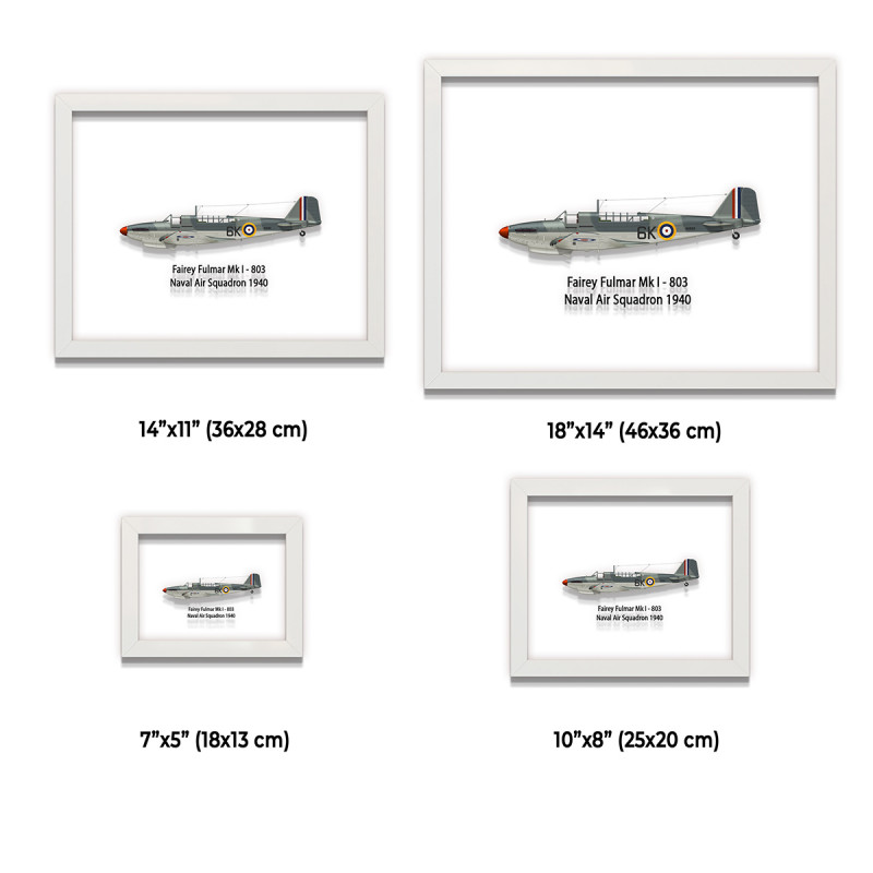 Принт на склі «Літак Fairey Fulmar Mk I 803 Ескадрилья 1940 рік»