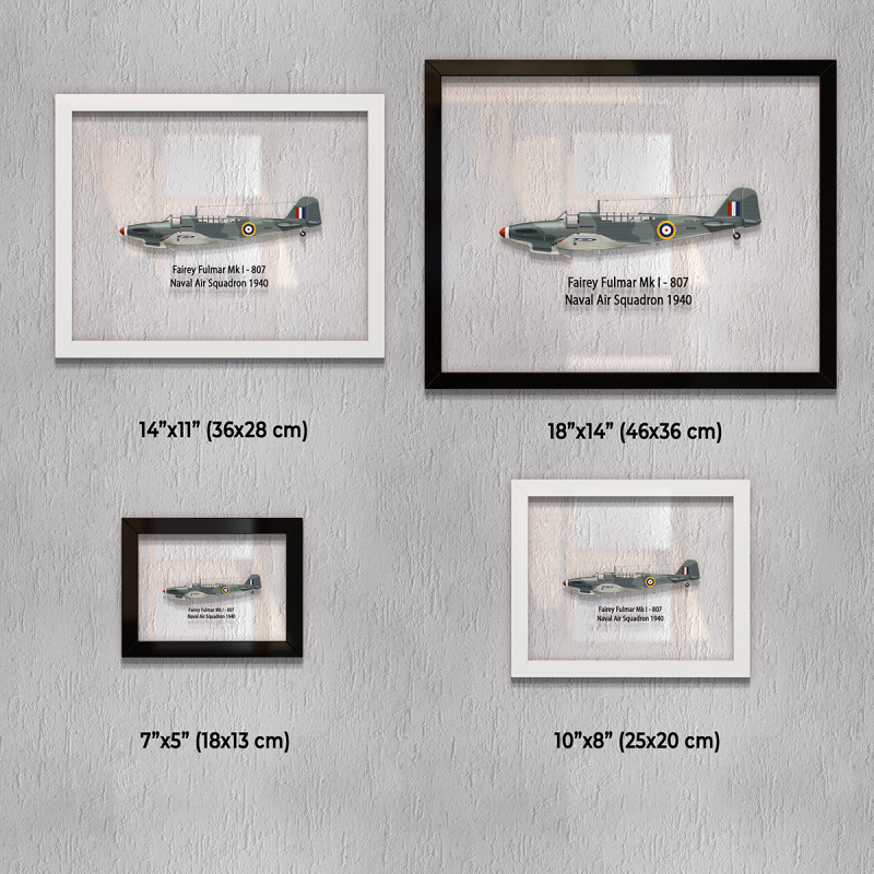 Принт на склі «Винищувач Fairey Fulmar Mk I 807 Ескадрилья 1940 рік»