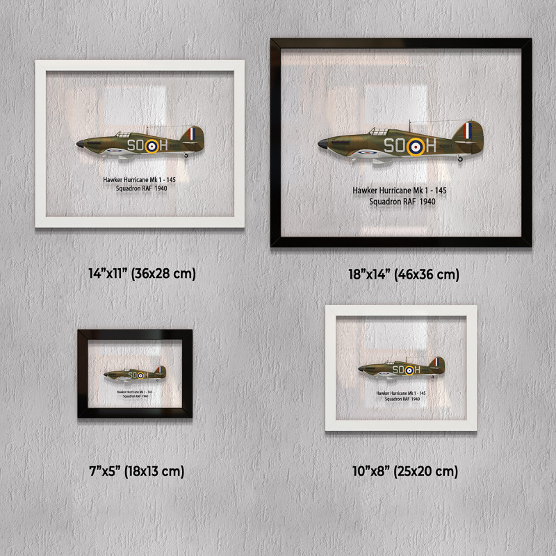 Принт на склі «Винищувач Hawker Hurricane Mk 1 145 Ескадрилья 1940 рік»