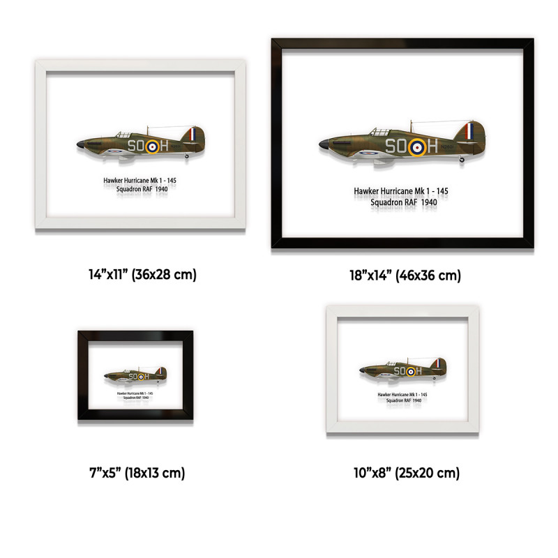 Принт на склі «Винищувач Hawker Hurricane Mk 1 145 Ескадрилья 1940 рік»