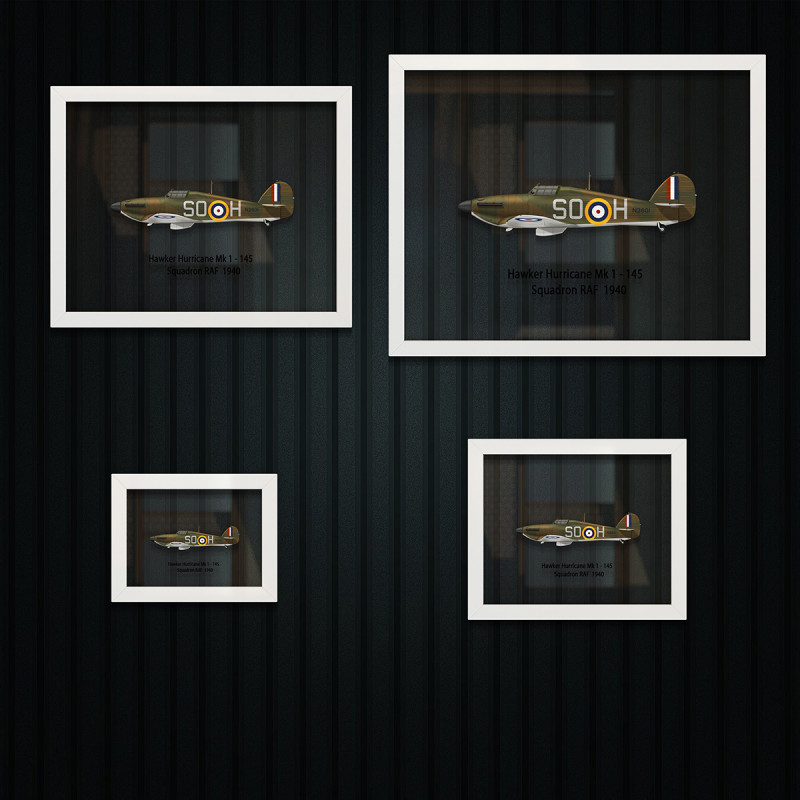 Принт на склі «Винищувач Hawker Hurricane Mk 1 145 Ескадрилья 1940 рік»