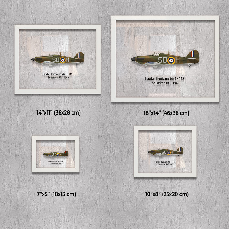 Принт на склі «Винищувач Hawker Hurricane Mk 1 145 Ескадрилья 1940 рік»