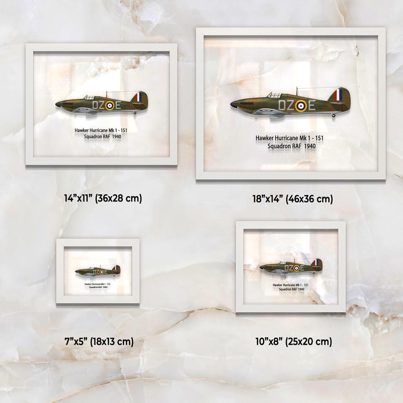 Принт на склі «Винищувач Hawker Hurricane Mk 1 151 Ескадрилья 1940 рік»