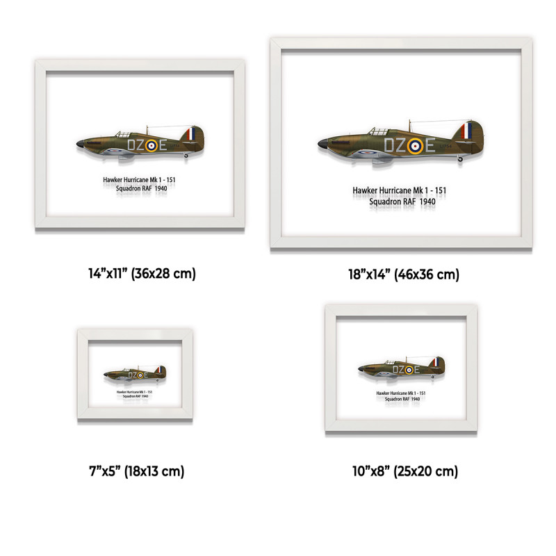Принт на склі «Винищувач Hawker Hurricane Mk 1 151 Ескадрилья 1940 рік»