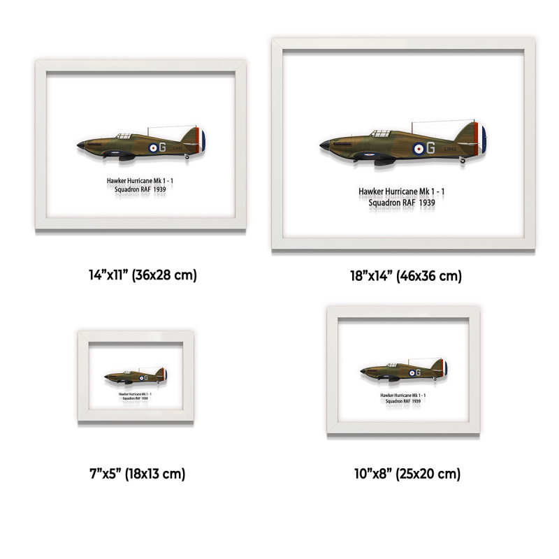Принт на склі «Винищувач Hawker Hurricane Mk 1 + 1 Ескадрилья 1939 рік»