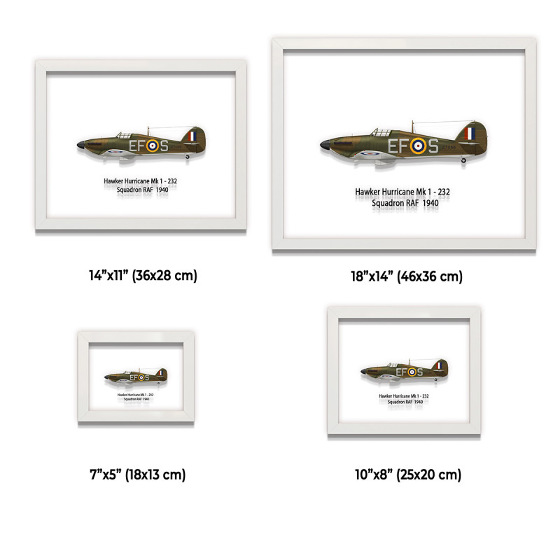 Принт на склі «Винищувач Hawker Hurricane Mk 1 232 Ескадрилья 1940 рік»