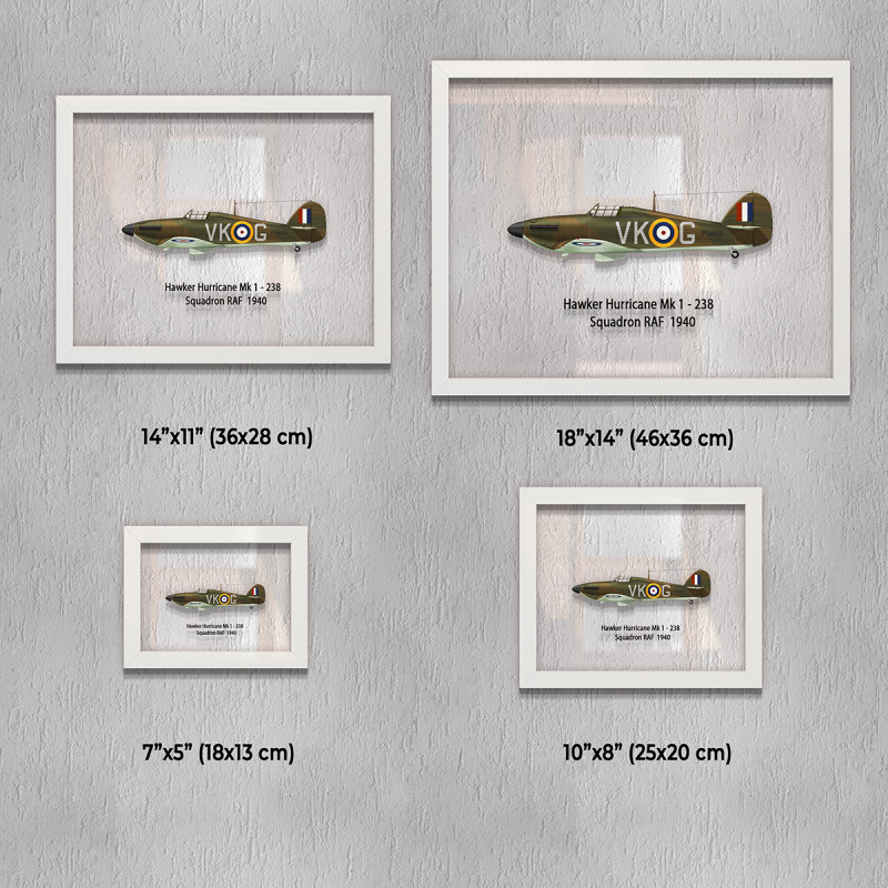 Принт на склі «Винищувач Hawker Hurricane Mk 1 238 Ескадрилья 1940 рік»