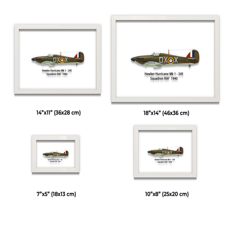 Принт на склі «Винищувач Hawker Hurricane Mk 1 245 Ескадрилья 1940 рік»