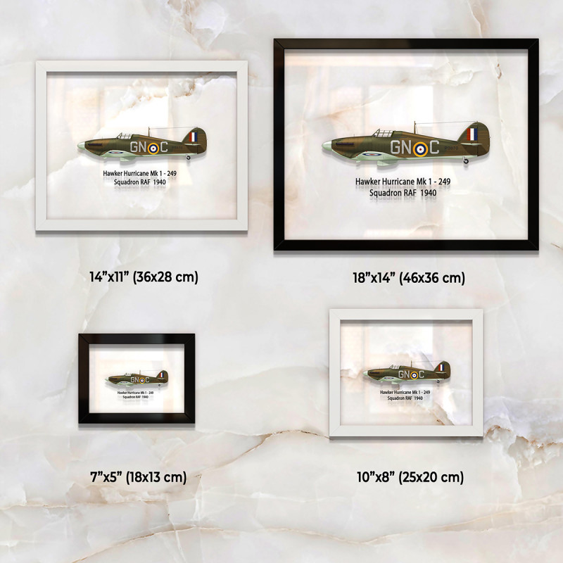 Принт на склі «Винищувач Hawker Hurricane Mk 1 249 Ескадрилья 1940 рік»
