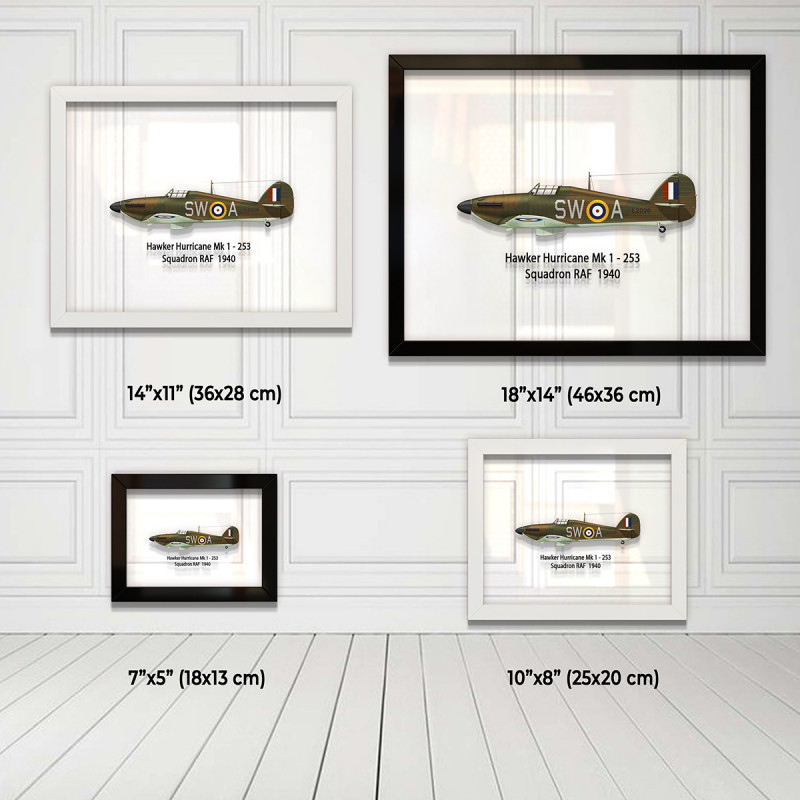 Принт на склі «Винищувач Hawker Hurricane Mk 1 253 Ескадрилья 1940 рік»
