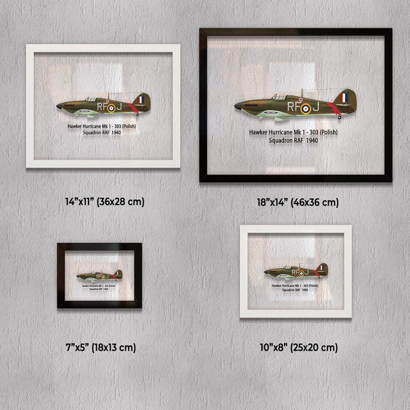 Принт на склі «Літак Hawker Hurricane Mk 1 303 Польська Ескадрилья 1940 рік»