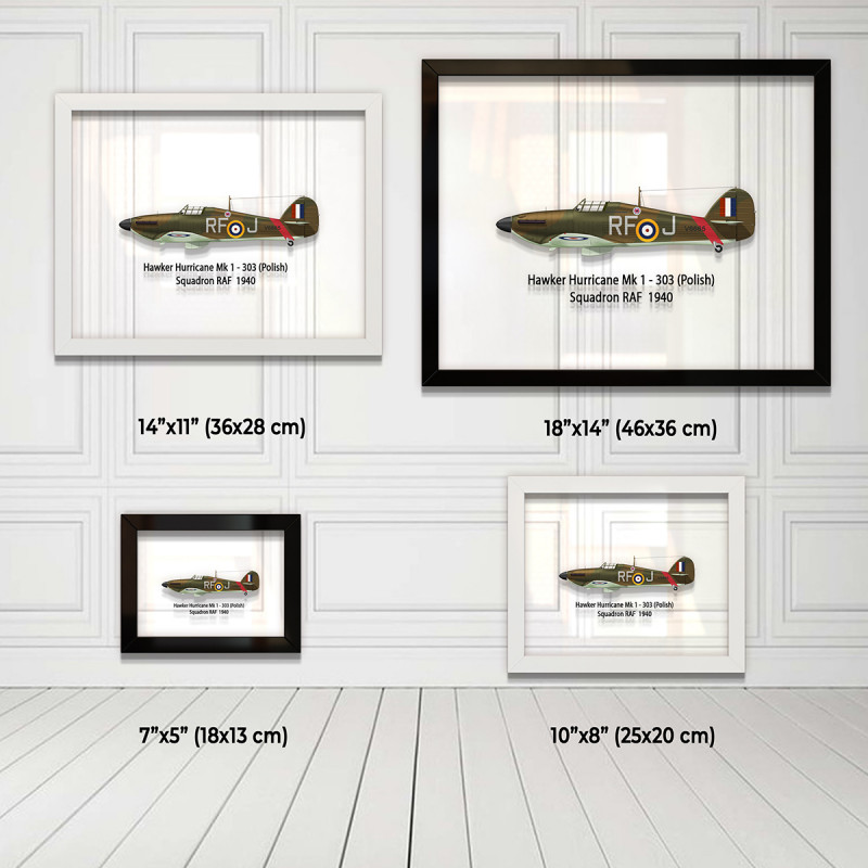 Принт на склі «Літак Hawker Hurricane Mk 1 303 Польська Ескадрилья 1940 рік»