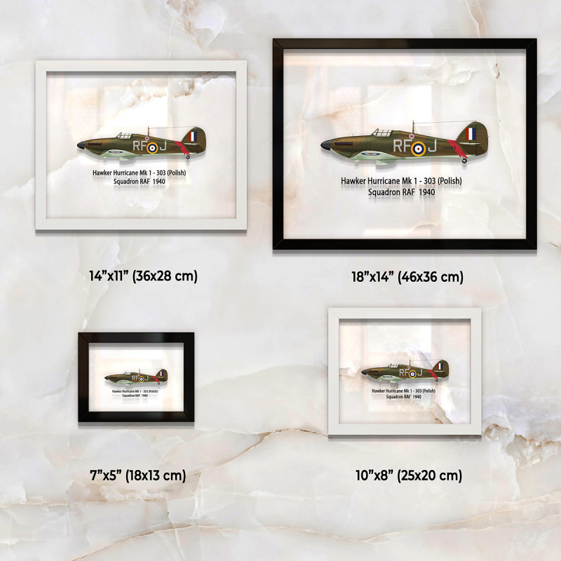 Принт на склі «Літак Hawker Hurricane Mk 1 303 Польська Ескадрилья 1940 рік»
