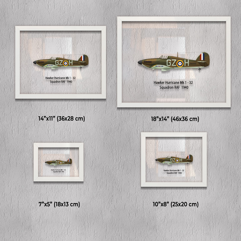 Принт на склі «Винищувач Hawker Hurricane Mk 1 32 Ескадрилья 1940 рік»