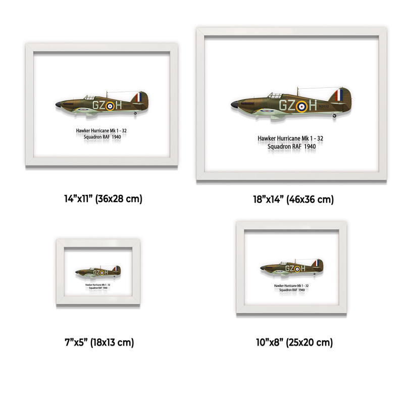 Принт на склі «Винищувач Hawker Hurricane Mk 1 32 Ескадрилья 1940 рік»