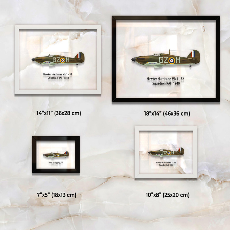 Принт на склі «Винищувач Hawker Hurricane Mk 1 32 Ескадрилья 1940 рік»
