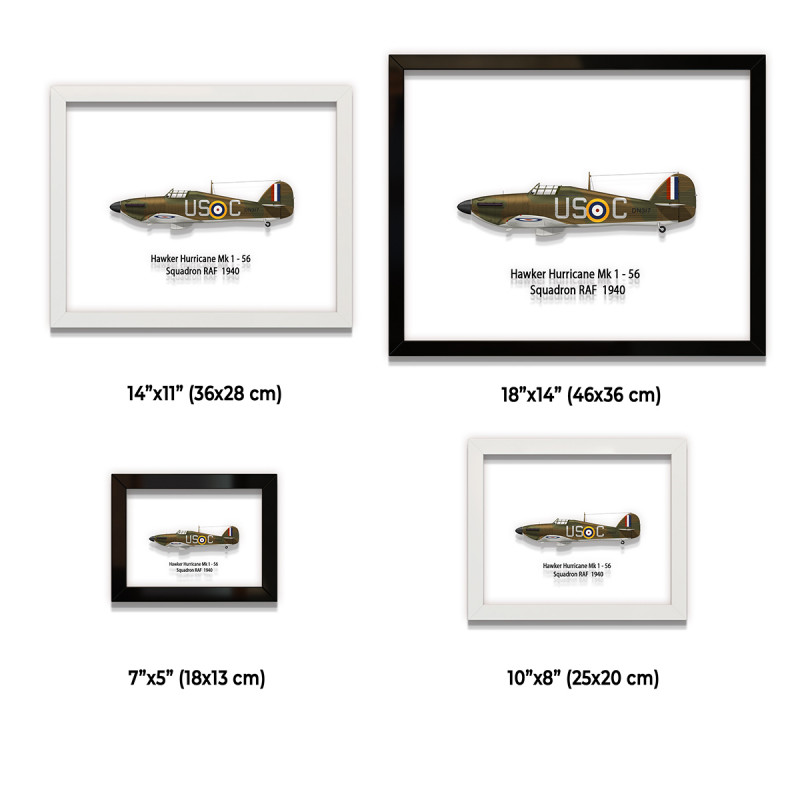 Принт на склі «Винищувач Hawker Hurricane Mk 1 56 Ескадрилья 1940 рік»