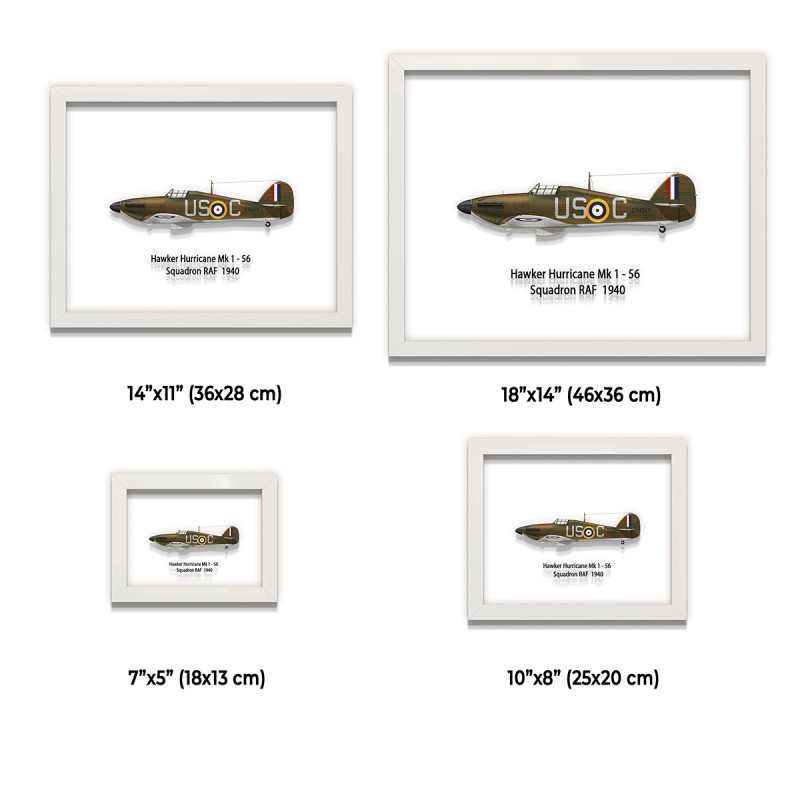 Принт на склі «Винищувач Hawker Hurricane Mk 1 56 Ескадрилья 1940 рік»