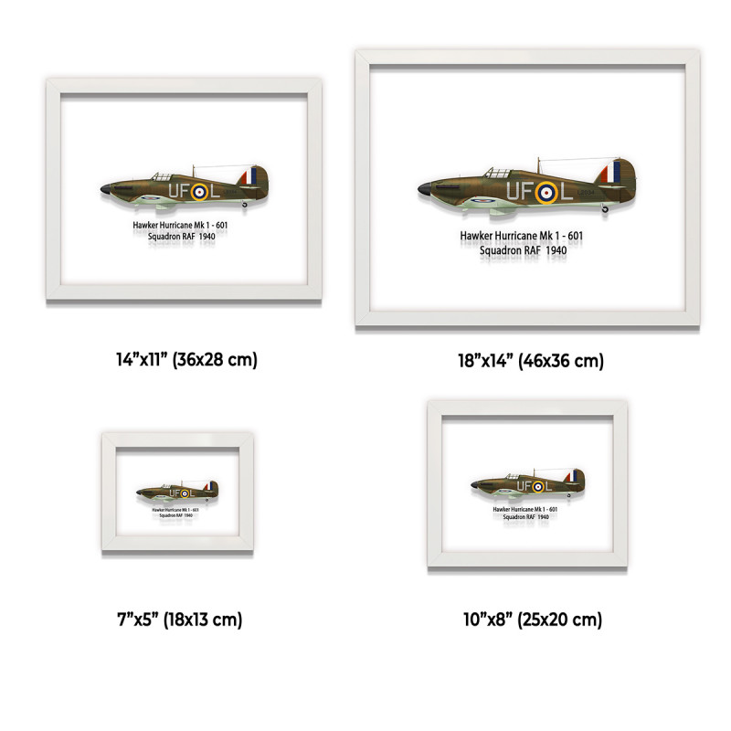 Принт на склі «Винищувач Hawker Hurricane Mk 1 601 Ескадрилья 1940 рік»