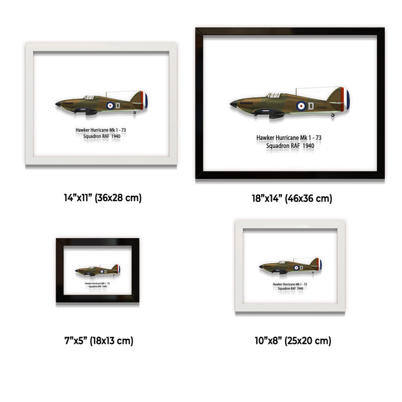 Принт на склі «Винищувач Hawker Hurricane Mk 1 73 Ескадрилья 1940 рік»