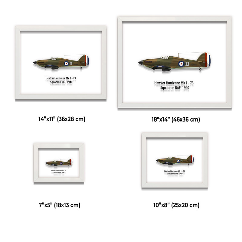 Принт на склі «Винищувач Hawker Hurricane Mk 1 73 Ескадрилья 1940 рік»