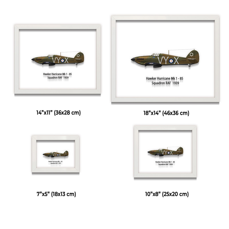 Принт на склі «Винищувач Hawker Hurricane Mk 1 85 Ескадрилья 1939 рік»