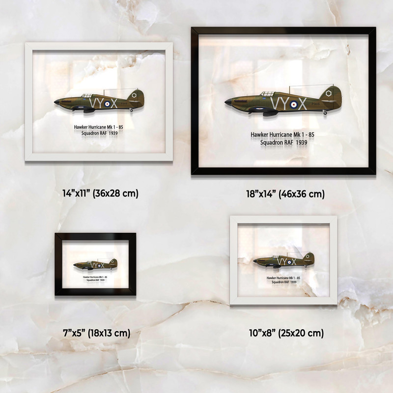 Принт на склі «Винищувач Hawker Hurricane Mk 1 85 Ескадрилья 1939 рік»
