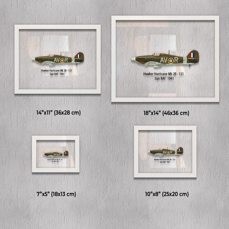 Принт на склі «Винищувач Hawker Hurricane Mk 2B 121 Ескадрилья 1941 рік»