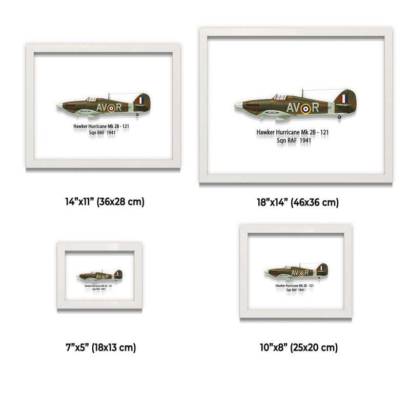 Принт на склі «Винищувач Hawker Hurricane Mk 2B 121 Ескадрилья 1941 рік»